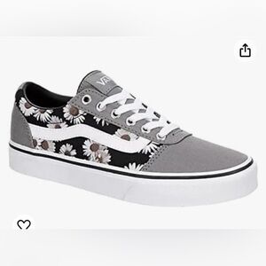 gray daisy flower vans size 8 women’s